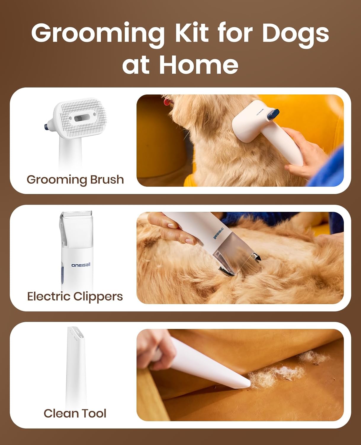 Dog Grooming Vacuum - 15000Pa Suction, Captures 99% Pet Hair | Quiet Brush & 4 Accessories, 2L Canister