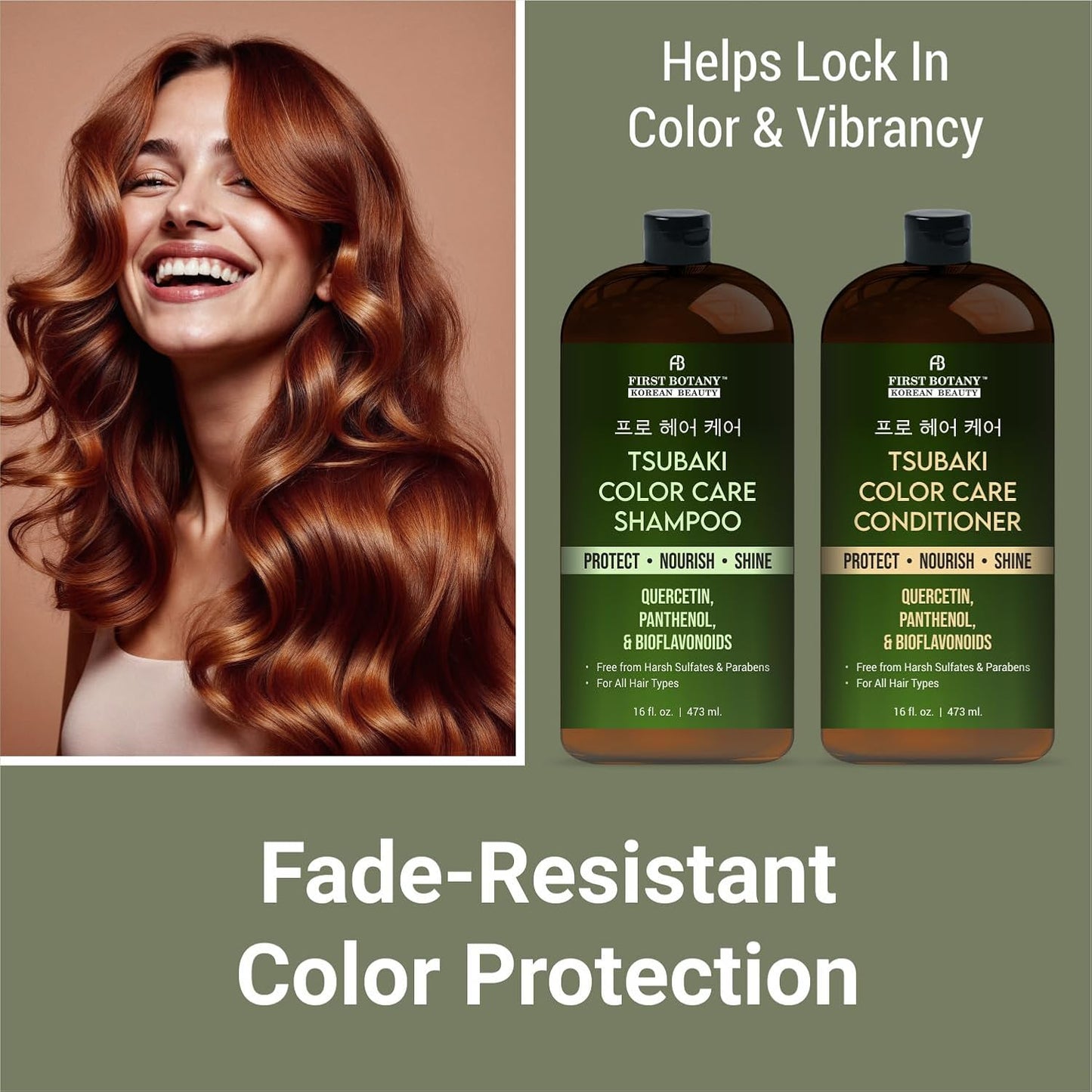 Color Care Shampoo & Conditioner Set - Nourishing Formula with Tsubaki & Quercetin | 16 fl oz