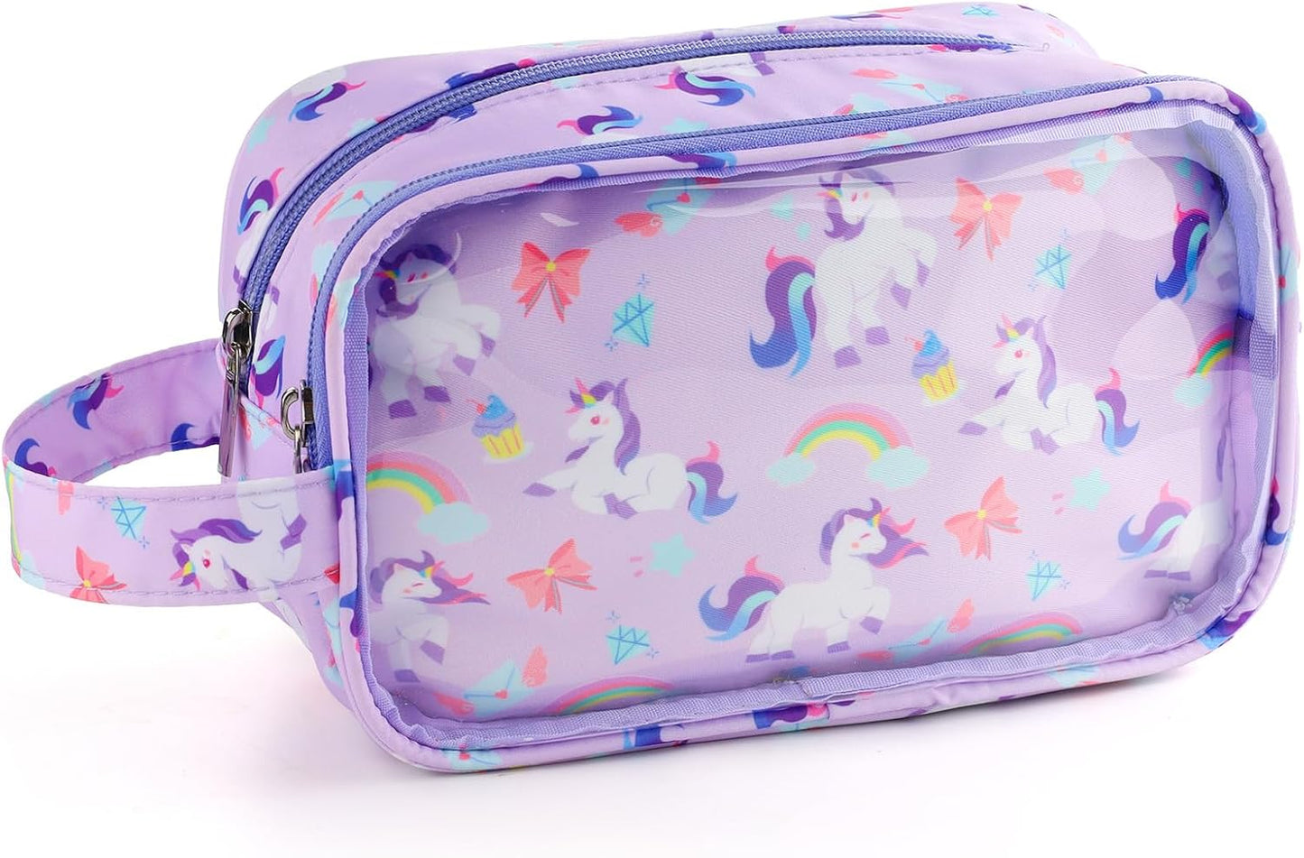 Kids Toiletry Bag - Waterproof Hanging Travel Organizer for Boys | Blue Soccer Balls Design