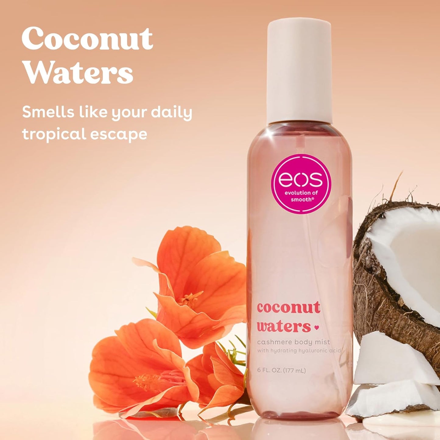 Cashmere Body Mist - Coconut Waters Body Spray for Women | Moisturizing Hair Mist with Hyaluronic Acid, 6 fl oz