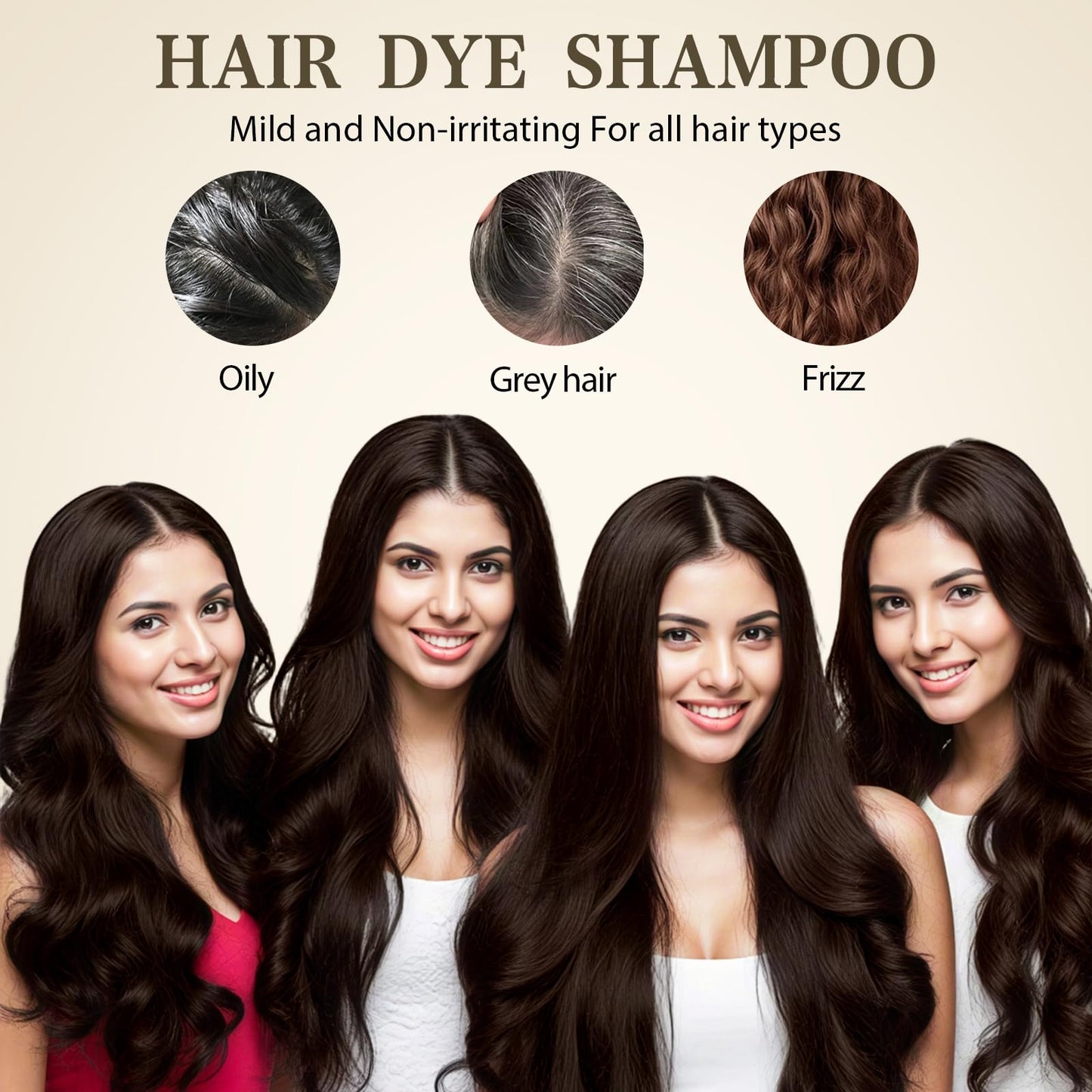 GRYFOX Dark Brown Hair Dye Shampoo for Gray Coverage, 3 in 1 Hair Color Shampoo for Women and Men,Semi-Permanent Color with Natural Herbal Ingredients