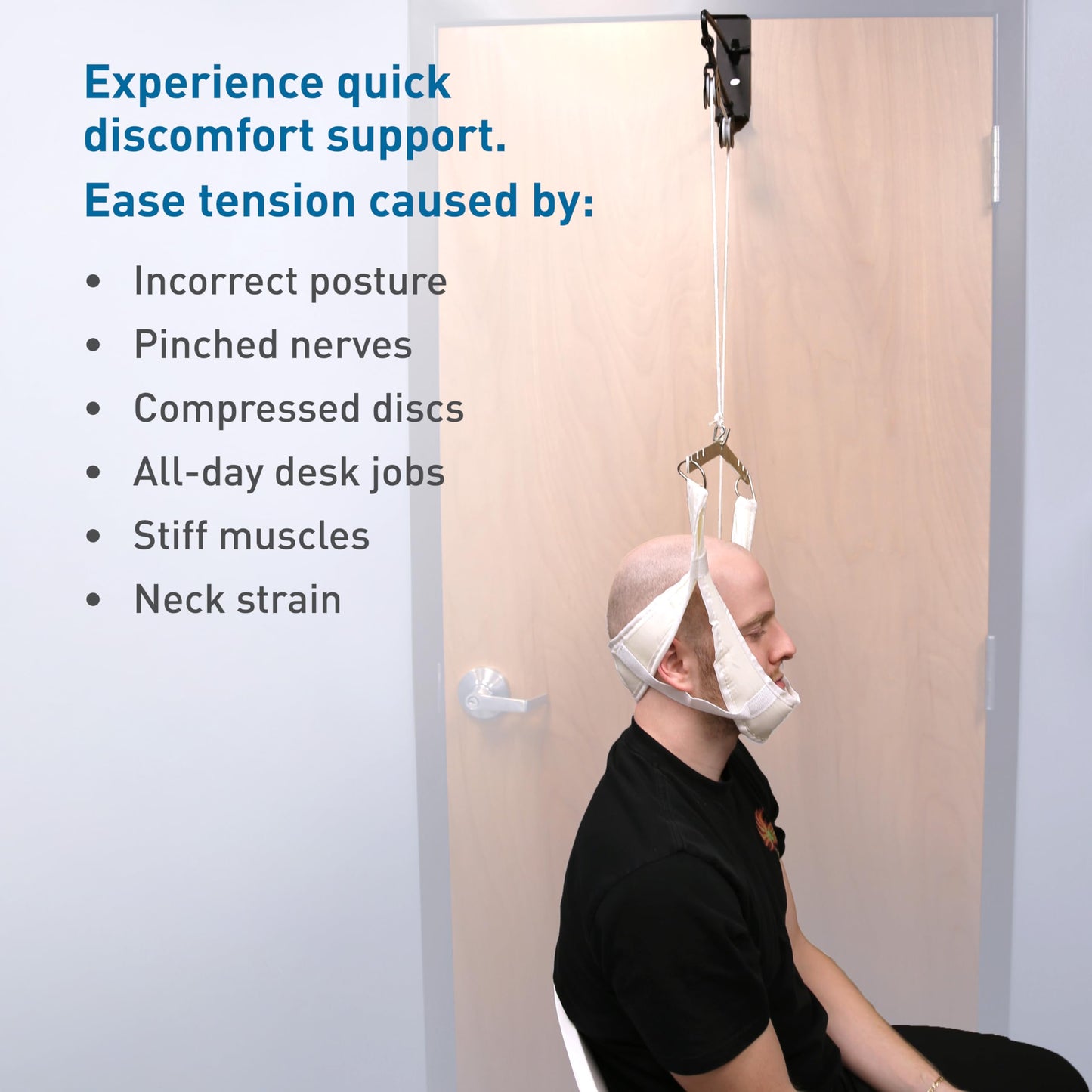 BodyMed Cervical Traction Device - Over-The-Door Neck Cradle Stretcher for Home Therapy for Vagus Nerve and Spinal Decompression - Discomfort Aid Physical Therapy Equipment