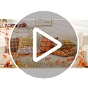 Set of 2 Orange Plaid Throw Pillow Covers - 18x18 Inch for Autumn Decor