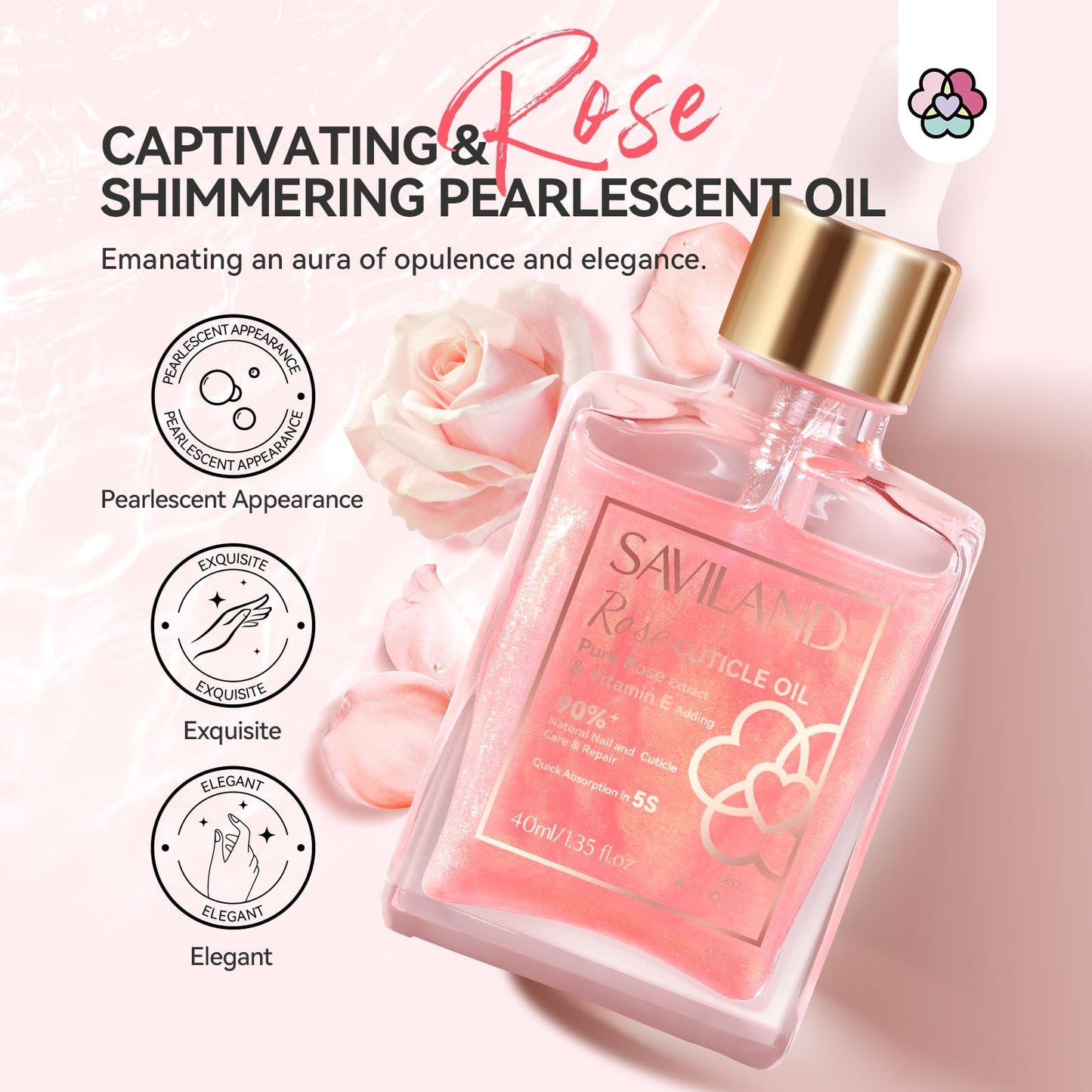 SAVILAND Cuticle Oil Vitamin E: 40ml Rosehip Nail Growth Oil Jojoba Mineral Nail Oil Plant-based Cuticle Oil For Nails Ultra Nourishing Repairing
