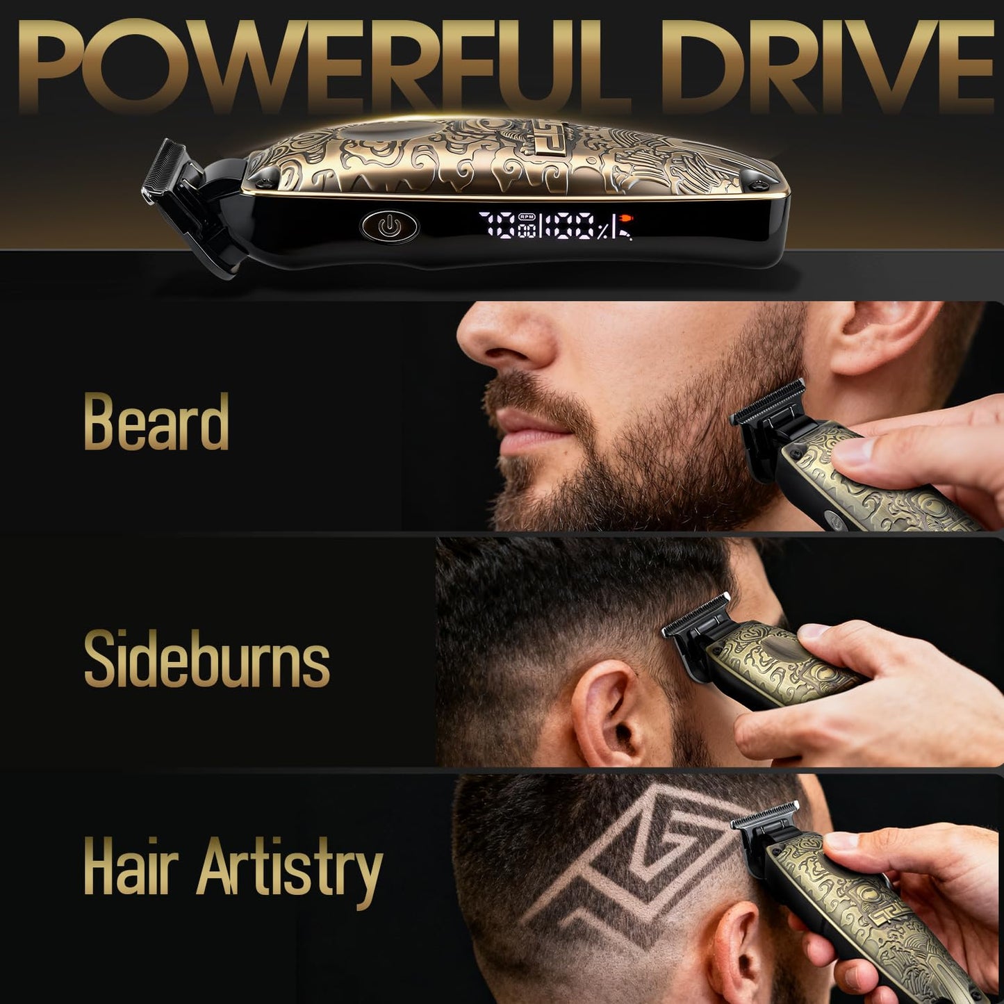 DSP Electric Beard Trimmer for Man, Cordless Rechargeable Hair Trimmer, Mustache Edgers, T Blade Trimmer for Men, Low Noise, Travel Lock, Gifts for Men
