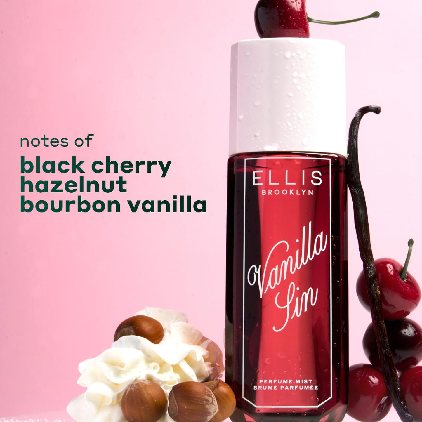 Ellis Brooklyn VANILLA SIN Perfume Mist, Gourmand Scent with Black Cherry, Freesia & Bourbon Vanilla, Vegan, Cruelty-Free, Sustainable Ingredients, Made in USA, 90ml/3 fl oz
