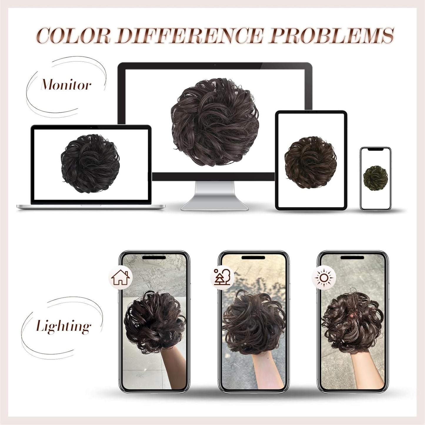 Messy Bun Hair Piece - Wavy Synthetic Chignon Scrunchie for Instant Volume | Brown Mixed Honey Blonde, 1.50 oz
