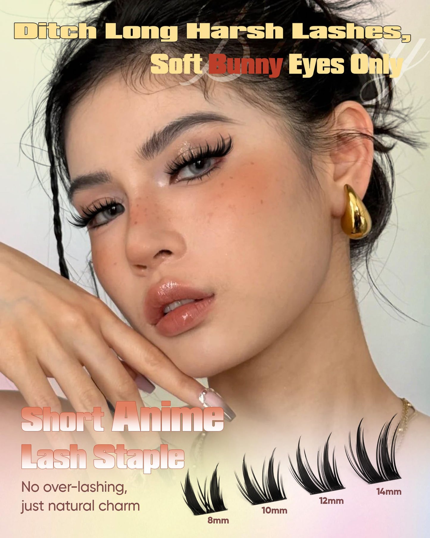 Manga Lash Clusters Anime Eyelash Clusters Wispy Cluster Eyelash Extensions Natural Bunny Fairy Individual Lashes Short 8-14MM CC-Curly Wet Look Lashes Extensions by zenotti