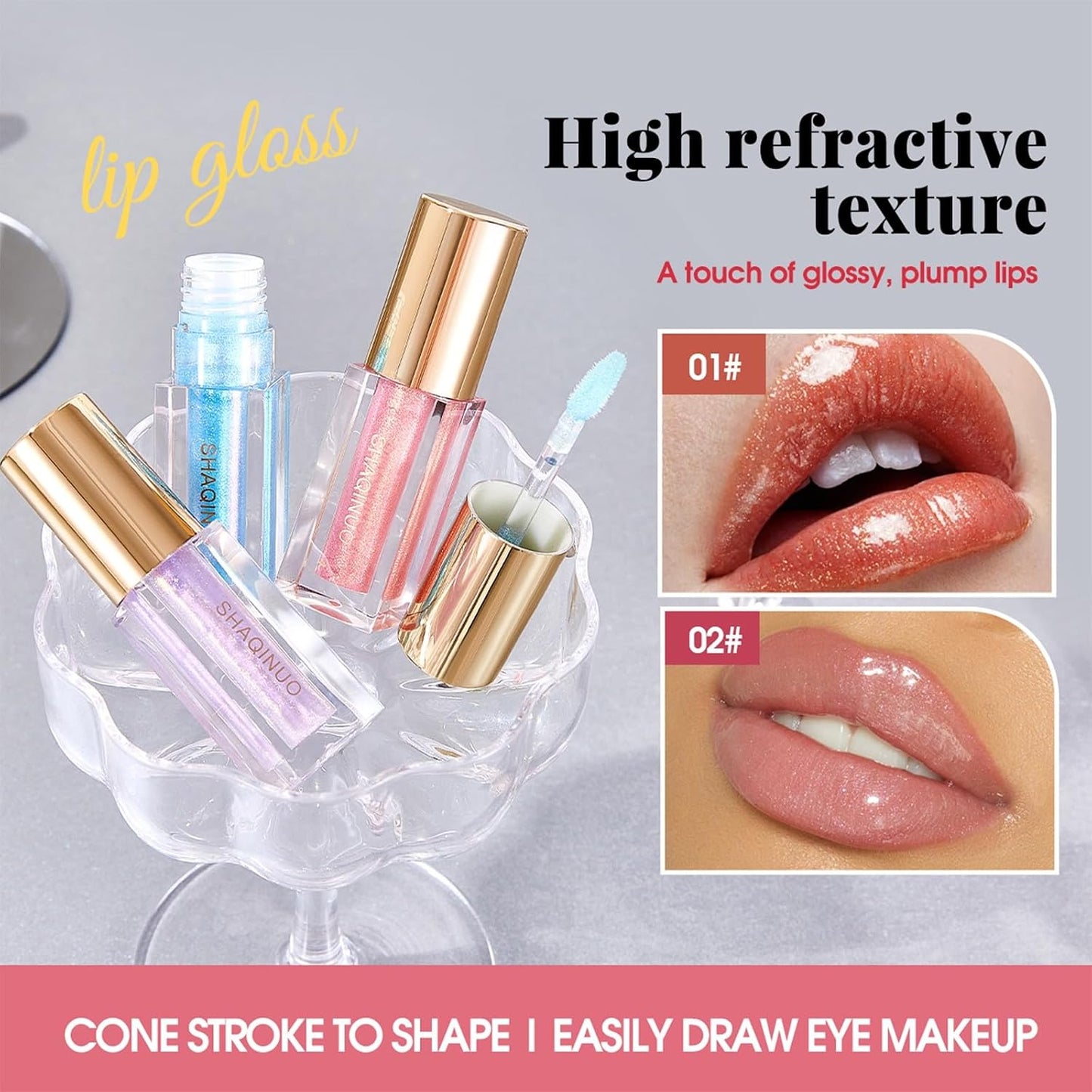 Colorful Shimmery Lip Gloss Set - 6 Pcs Long-Lasting Waterproof Moisturizing Lip Oil for Women’s Makeup | Perfect Gift