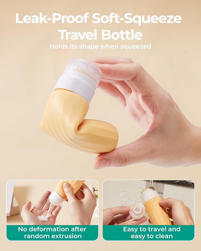 BAGSMART Travel Bottles - 18 Pack TSA Approved Leak-Proof Silicone Toiletry Containers | Purple