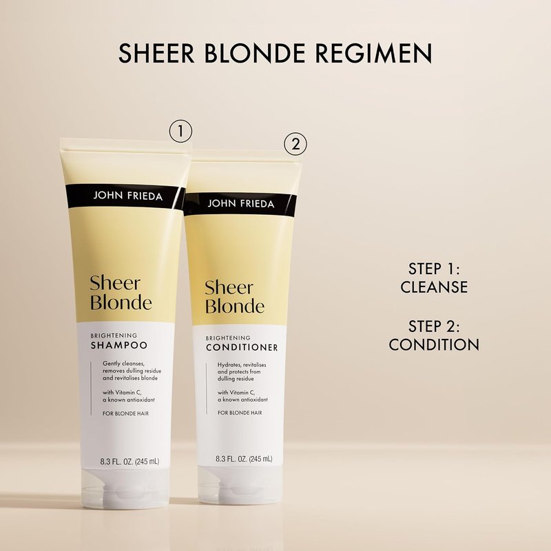 John Frieda Sheer Blonde Brightening Conditioner - Nourishing Formula for Radiant Blonde Hair | 8.3 Fl Oz, Pack of 2