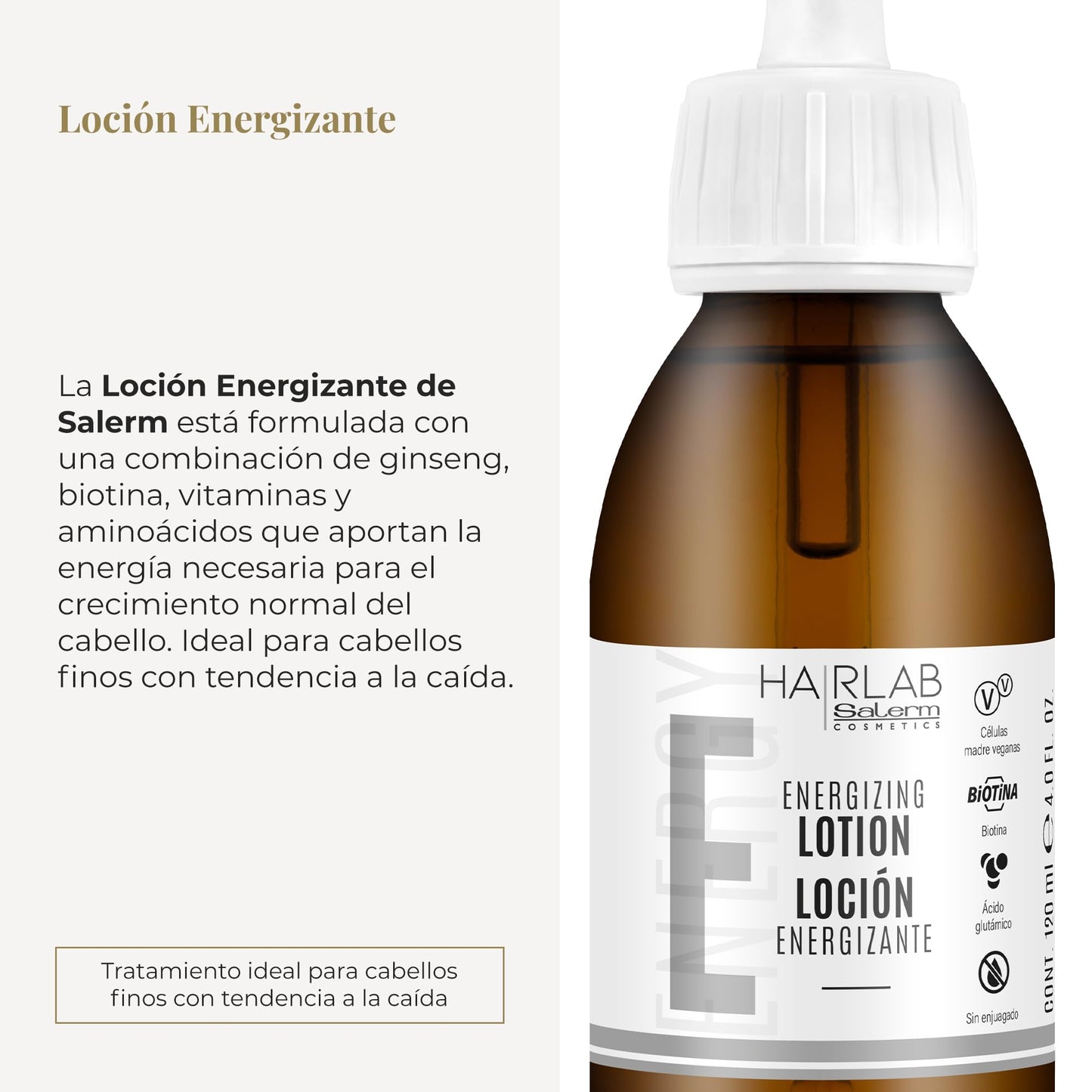 Salerm Hairlab Energizing Lotion Clinically Tested Hair Strengthener, 4.0 Ounce