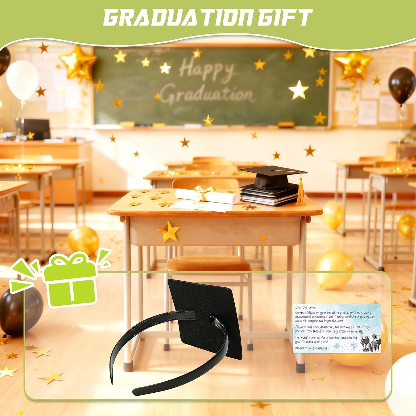 Graduation Cap Headband - Anti-Fall Hair Band for Secure Fit | Perfect for 2026 Graduates
