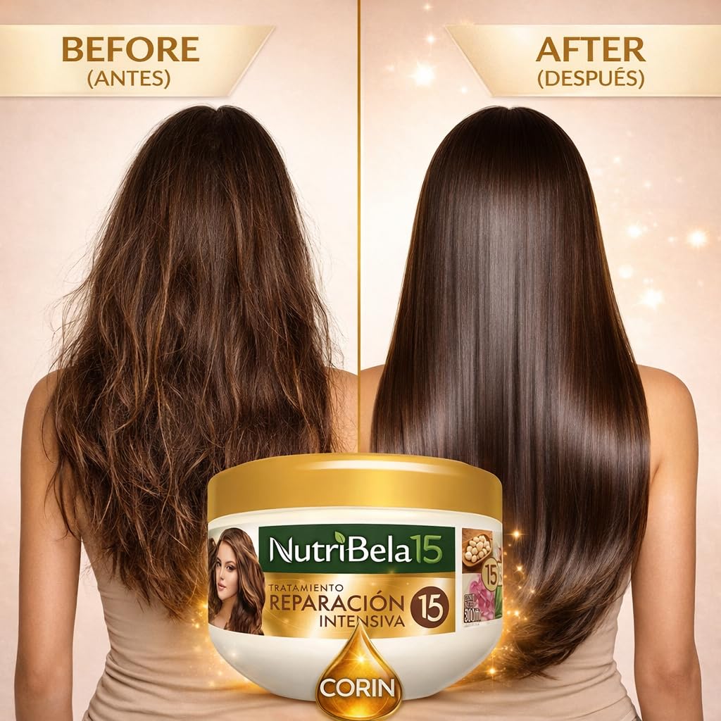 NUTRIBELA para el Cabello Tratamiento Reparación Intensiva 10.1 Oz /300 ml | Nutribella |Tratamiento para Cabello seco y maltratado | Mascarilla para el Cabello | 100% Colombiana | Collagen Mask