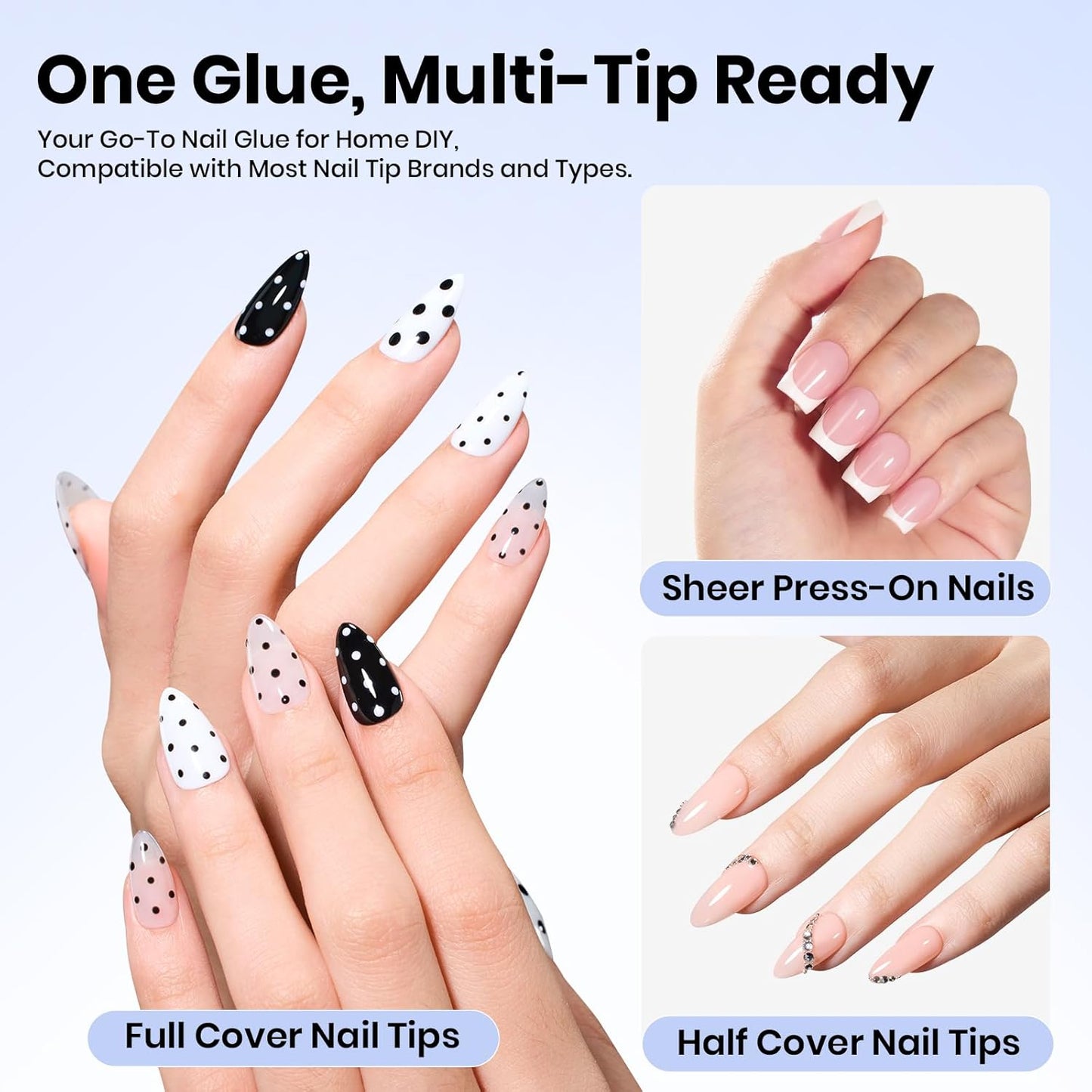 Beetles Gel Nail Glue - 15ml Acrylic Nail Tips & Press-On Nails | Clear Self-Leveling, Low-Odor Formula, Long-Lasting Wear