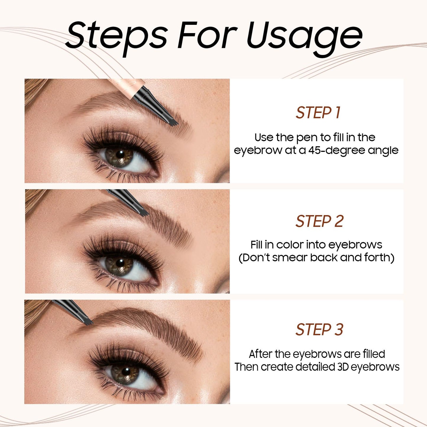 Eyebrow Pen Eye Brow Pencil 4D Microblading Waterproof Dark Brown