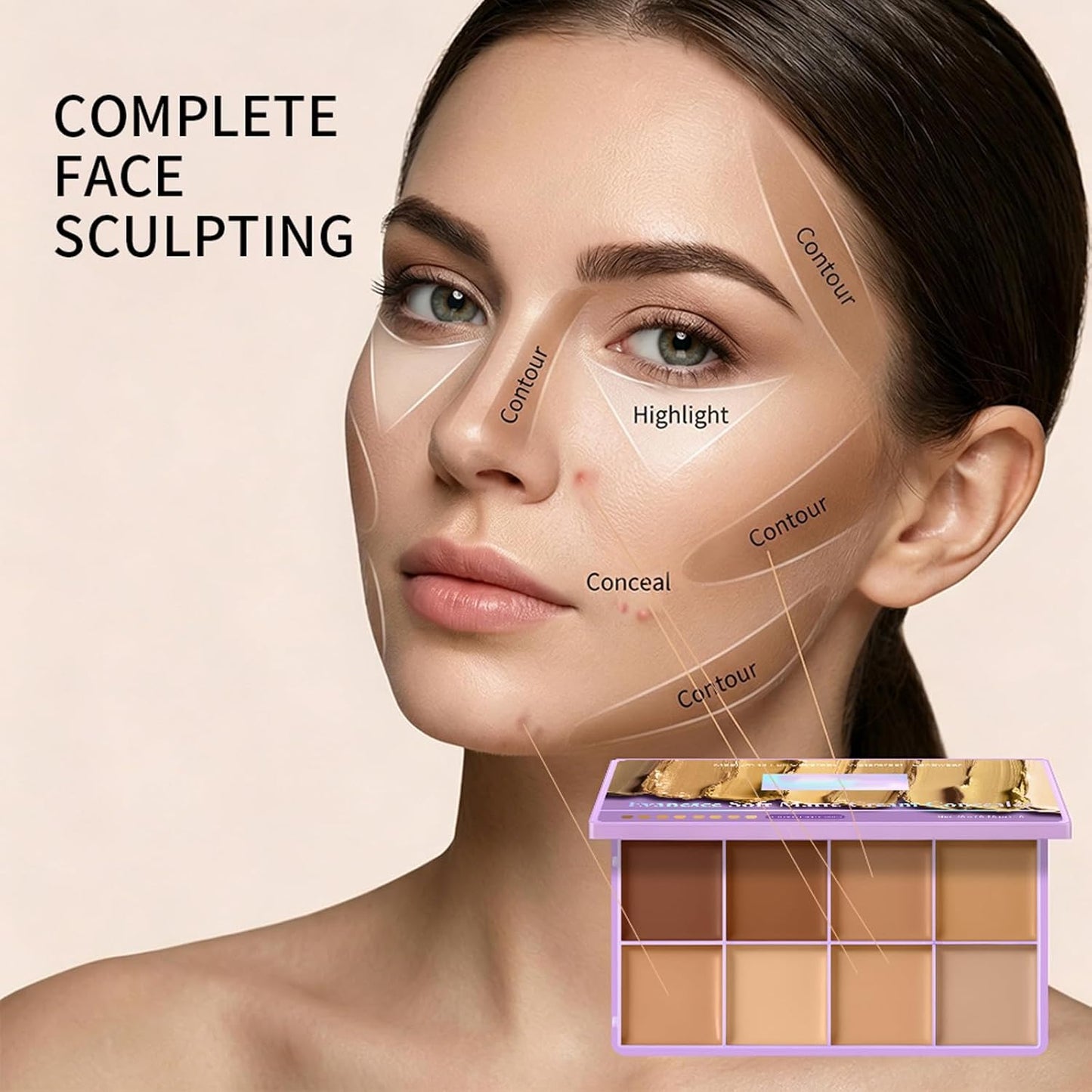 8-Color Cream Concealer Palette - Soft Matte Full Coverage Contour & Waterproof Face Makeup