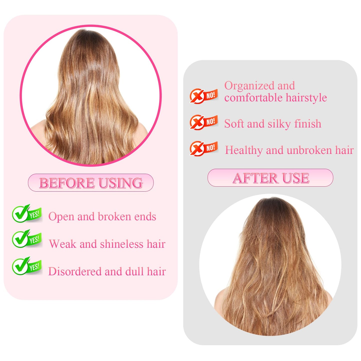 KYFIU Hair Trimmer Automatic Home Care Clipper 2-in-1 for Dry Damaged Splitting Broken Brittle Straight Curly Frizzy Beauty Styling-Pink