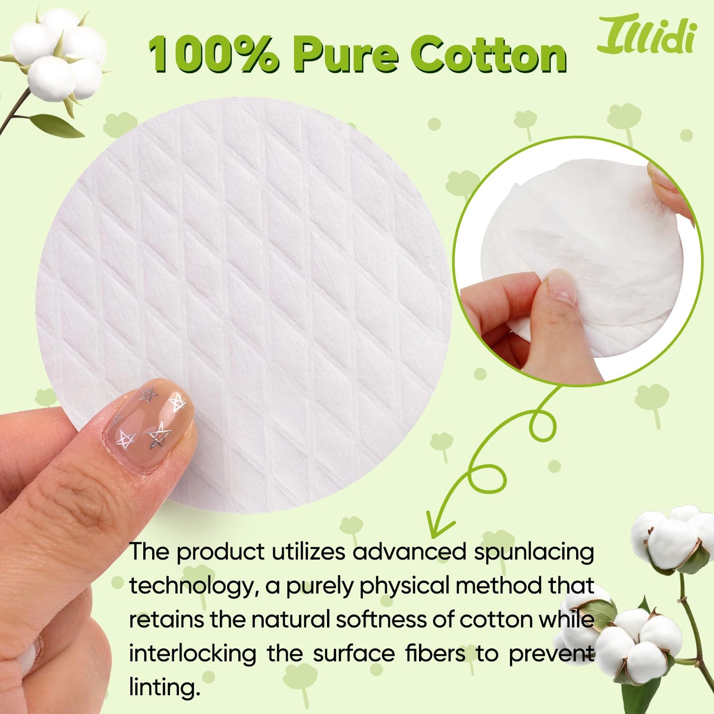 Extra Large Cotton Rounds, 3.15 inches Diameter,(120 Count),100% Pure Cotton Pads, Soft and Lint-Free for Makeup Removal and Face Cleansing