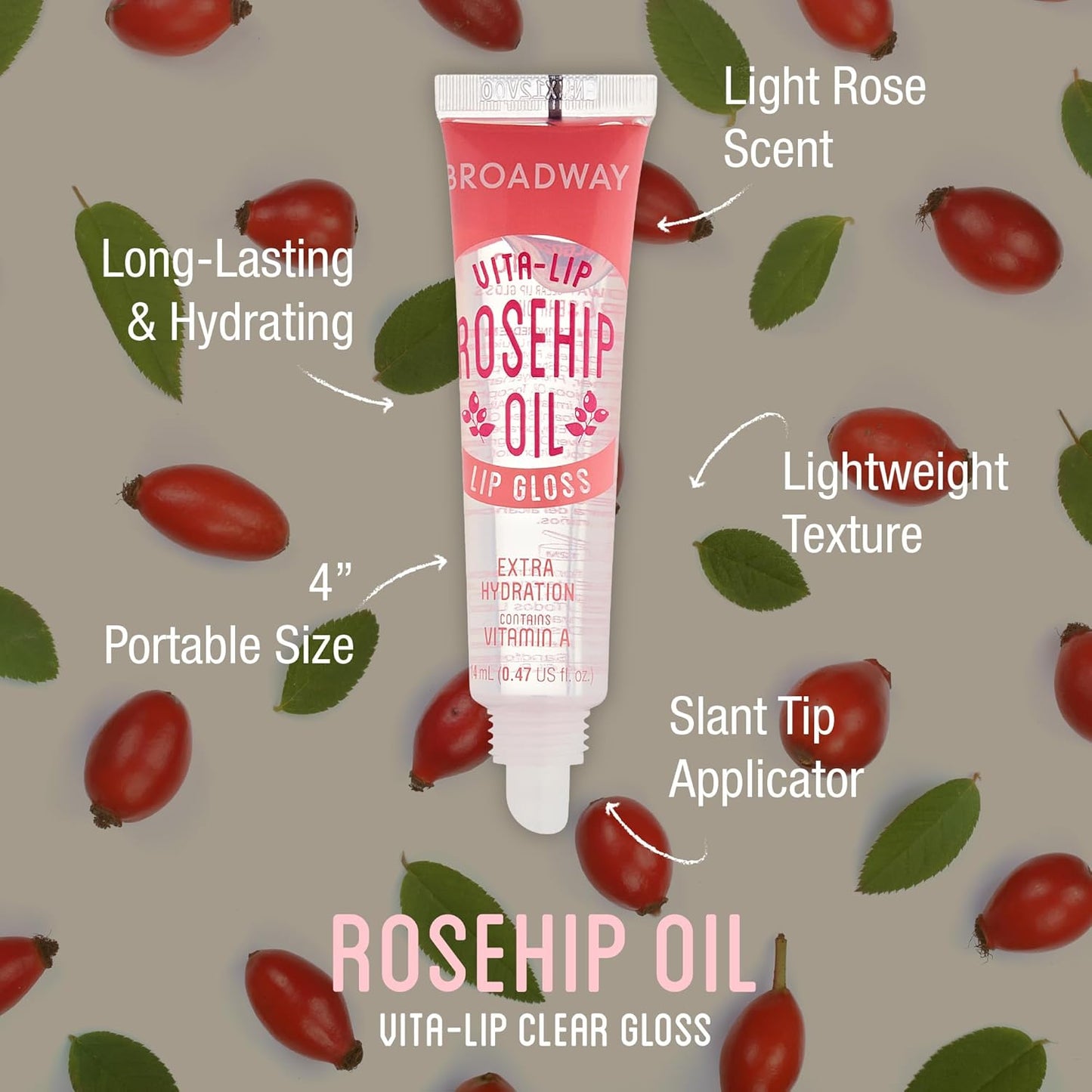 Ruby Kisses Vita-Lip Clear Lip Gloss - Ultra-Hydrating Rosehip Oil Formula | 48 Pack, Non-Sticky High-Shine Finish