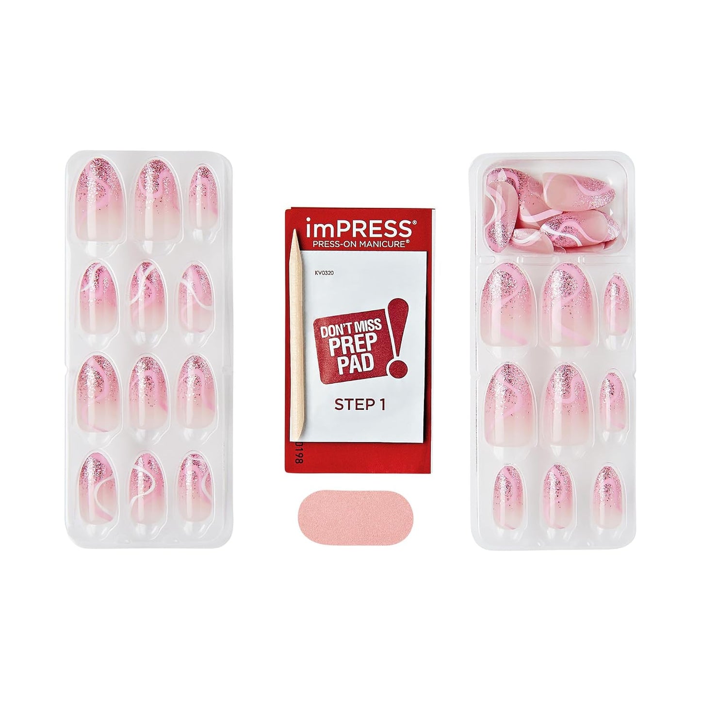 Kiss Impress Press-On Nails - Wild Venus Pink Almond Shape | Medium Size, 30 Nails & Accessories Included