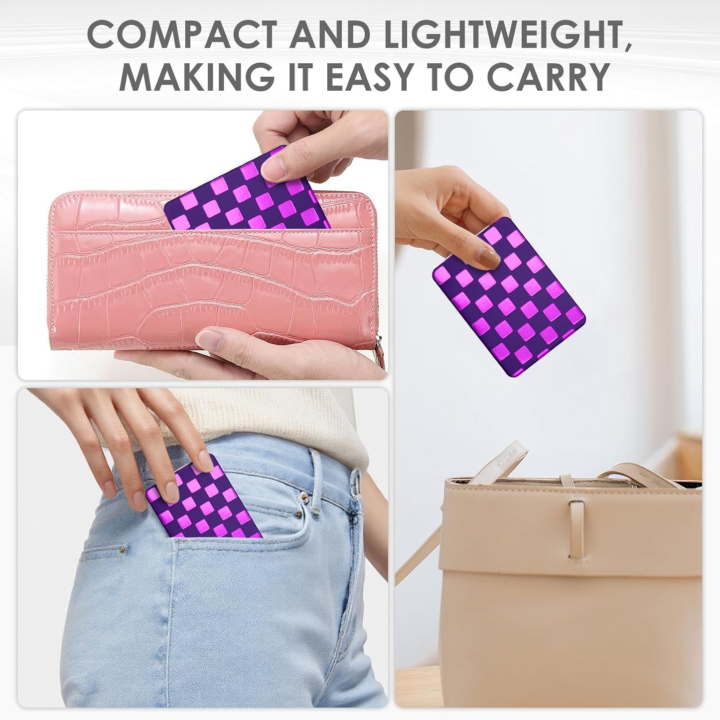Unique Neon Checkered Compact Travel Mirror - Stylish Pocket Mirror for Women
