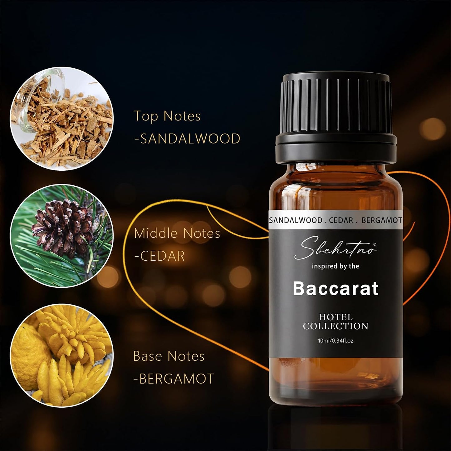 Sandalwood & Bergamot Diffuser Oil - Inspired by Baccarat Hotel Scent | 16.9 Fl Oz for Essential & Waterless Diffusers