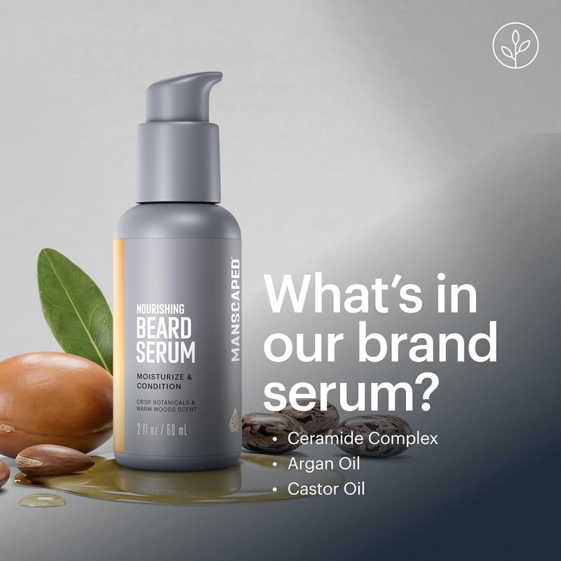 Nourishing Beard Serum - Hydrating Ceramide Complex with Argan & Castor Oils | Lightweight Conditioning, 2 oz.