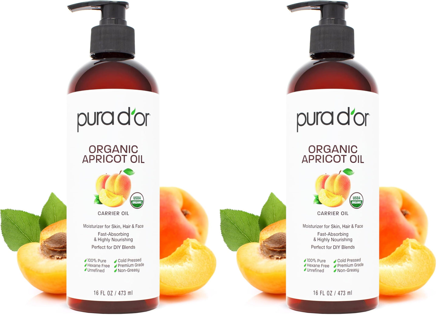 PURA D'OR ORGANIC Carrier Oils Collection - Pure Cold-Pressed USDA Certified Multi-Use Hair, Skin & Body Oil