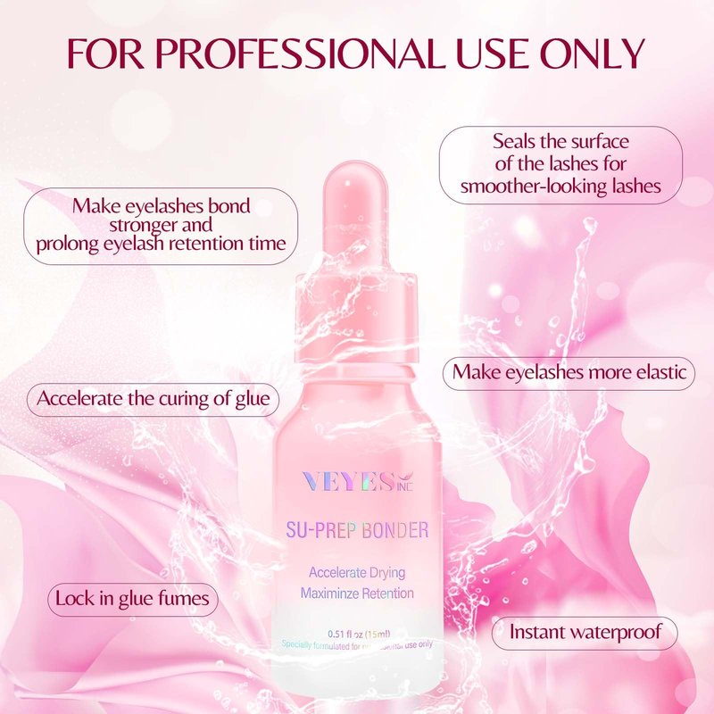VEYES INC Super Lash Bonder for Eyelash Extensions SU-PREP Bonder, Glue Accelerator, Lash Sealant, Adhesive Companion, Reducing Glue Fumes and Extending Eyelash Retention Time, Salon Eyelash Supplies