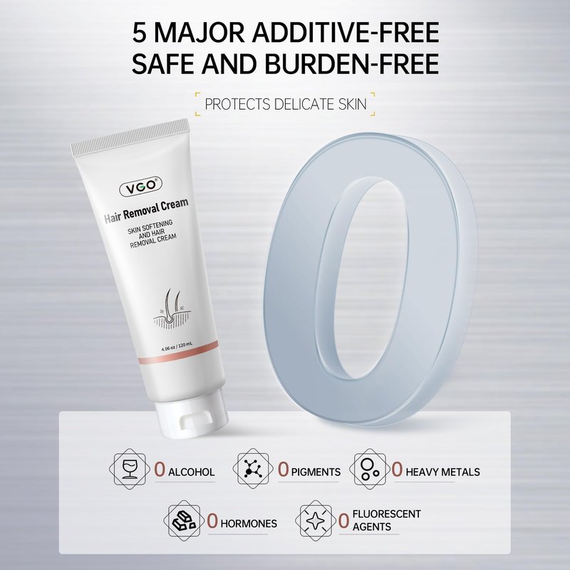 VGO Painless Hair Removal Lotion for Women & Men - For Unwanted Hair, All Skin Types, White, 4.02 oz