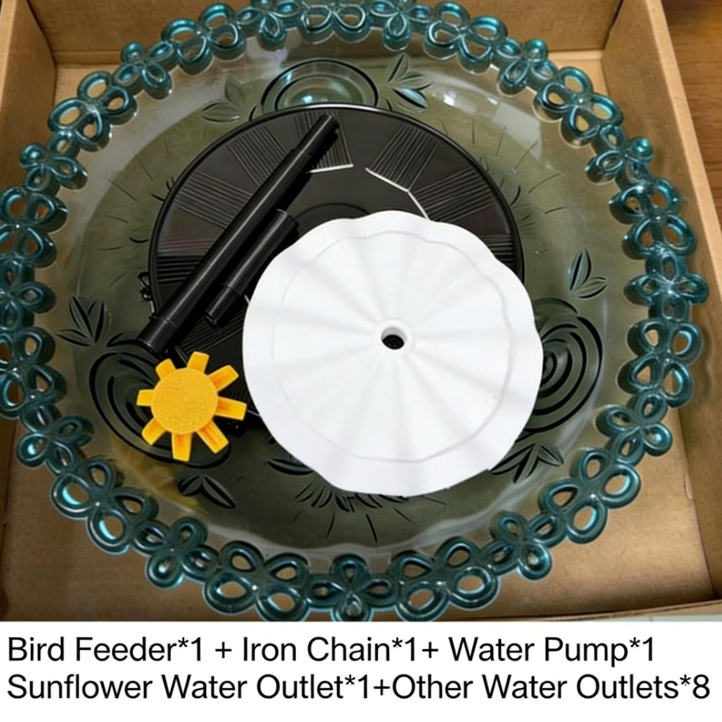2026 Solar Cascade Hanging Bird Bath Fountain, Solar Powered Birdbath Water Fountain Pump Dispenser, Outdoor Decor Hummingbird Bath Shower Bowl Kit, Garden Gift for Yard Patio Decoration (Blue)