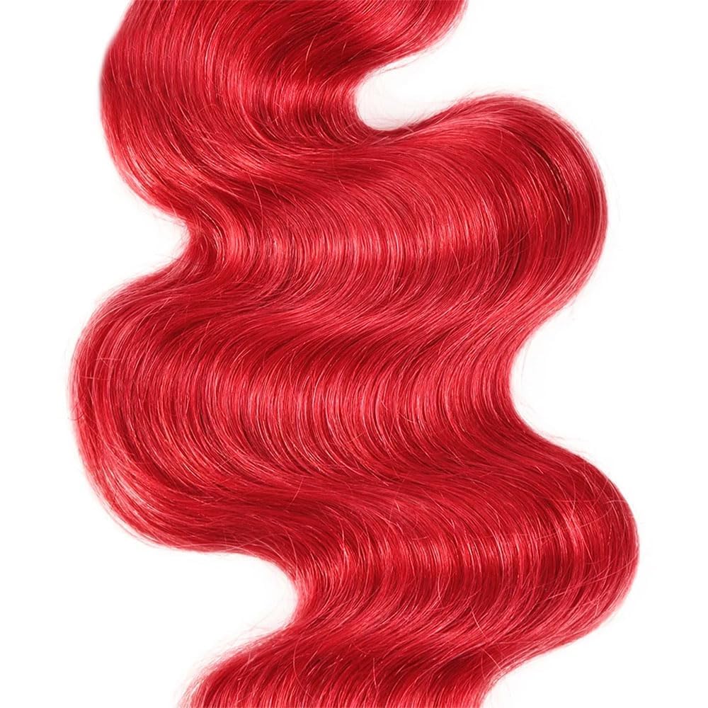 28 Inch GveoXvo Red Bundles Red Human Hair Bundles Unprocessed Brazilian Virgin Hair Extensions Wine Red Color