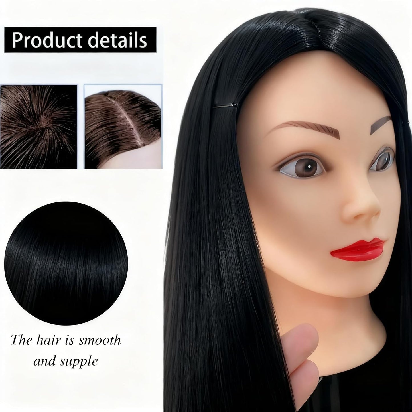 Professional Cosmetology Mannequin Head with Hair - 28" Doll for Hair Cutting, Braiding & Styling Practice