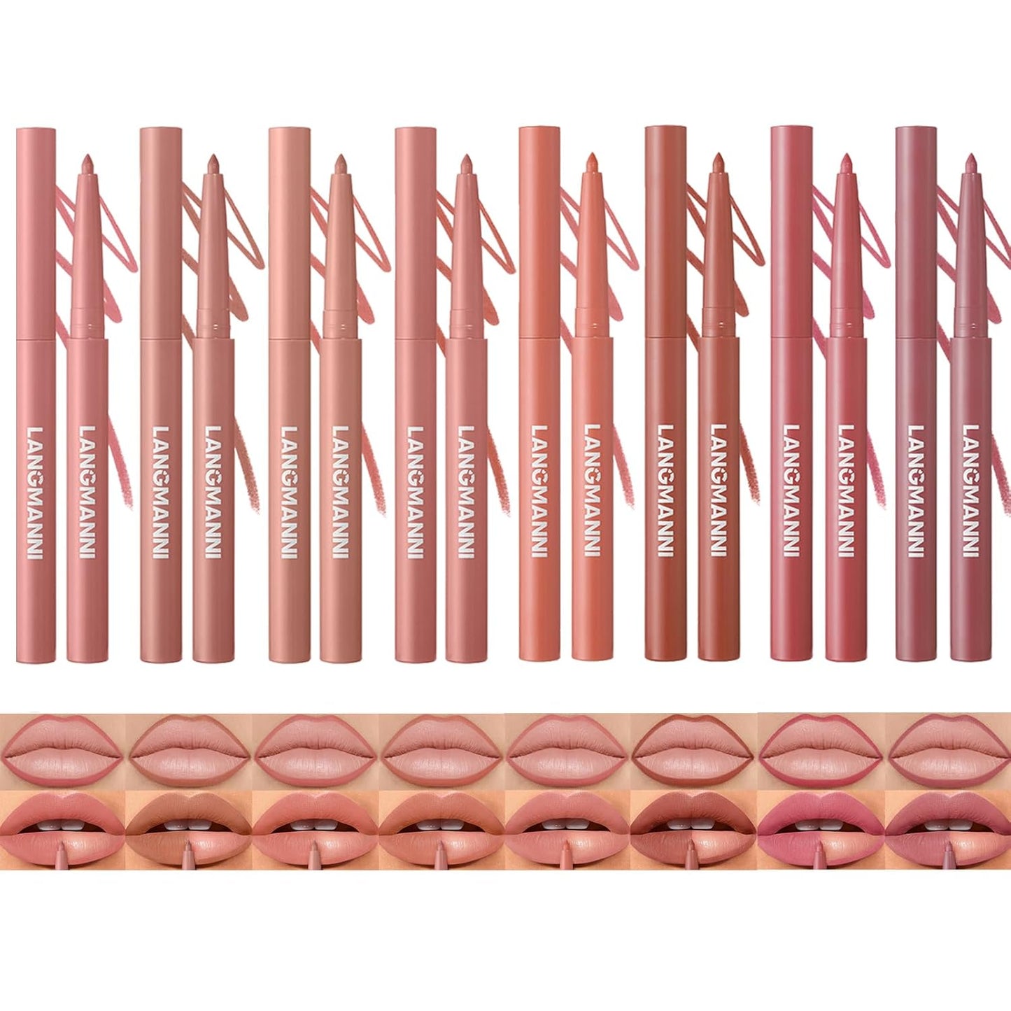 LANGMANNI 12-Color Matte Velvet Lip Liner Set | Smooth, Waterproof & Highly Pigmented for Daily Makeup