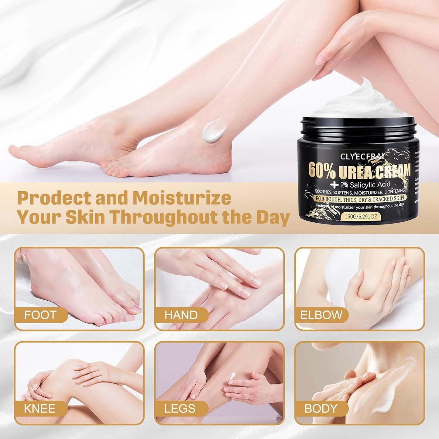 60% Urea Cream with 2% Salicylic Acid - Maximum Strength Moisturizer for Rough, Dry Skin | 150g