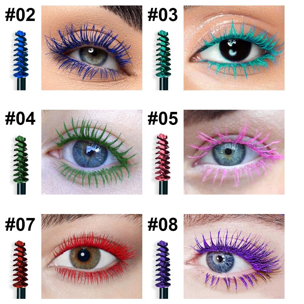 Colorful Mascara Set - Voluminous Lengthening & Curling Formula | Pink, Purple, Blue, Green, Red, Teal