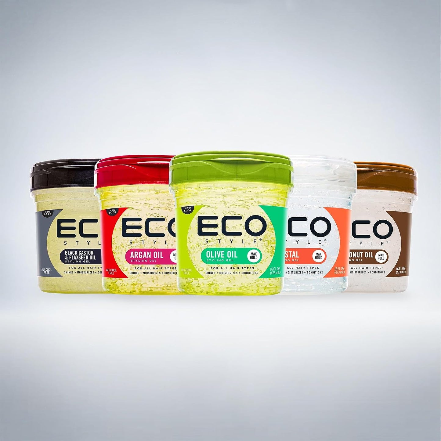 Eco Style Black Castor & Flaxseed Oil Gel - Nourishing Hair Styling - 8 oz | Weightless Hold & Shine