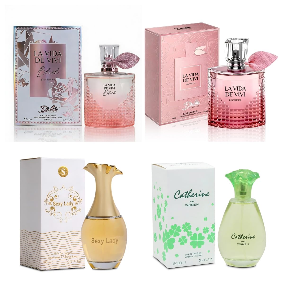 4PCS Women's Perfume Gift Set - Sweet Fruity Vanilla Scents | 3.4 Fl Oz Each