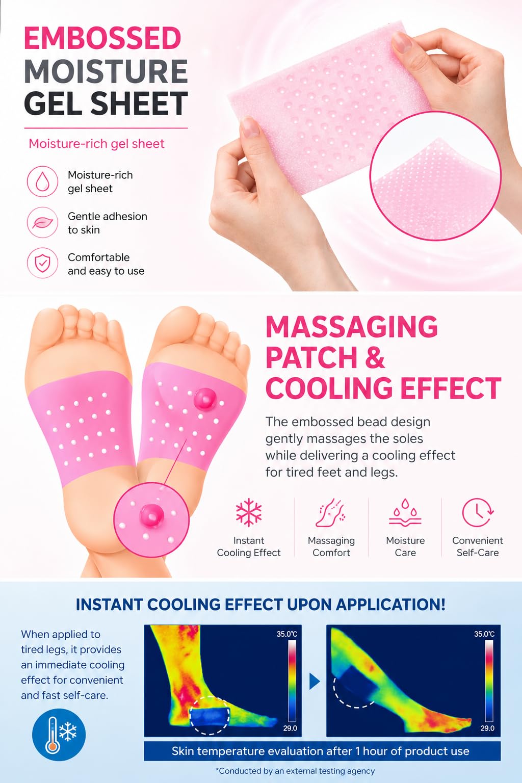 [2 Pack] Cooling Foot Patch with Acupressure Nodes – 4 Sheets Foot Mask for Tired Feet, Refreshing Foot Care [휴족시간]