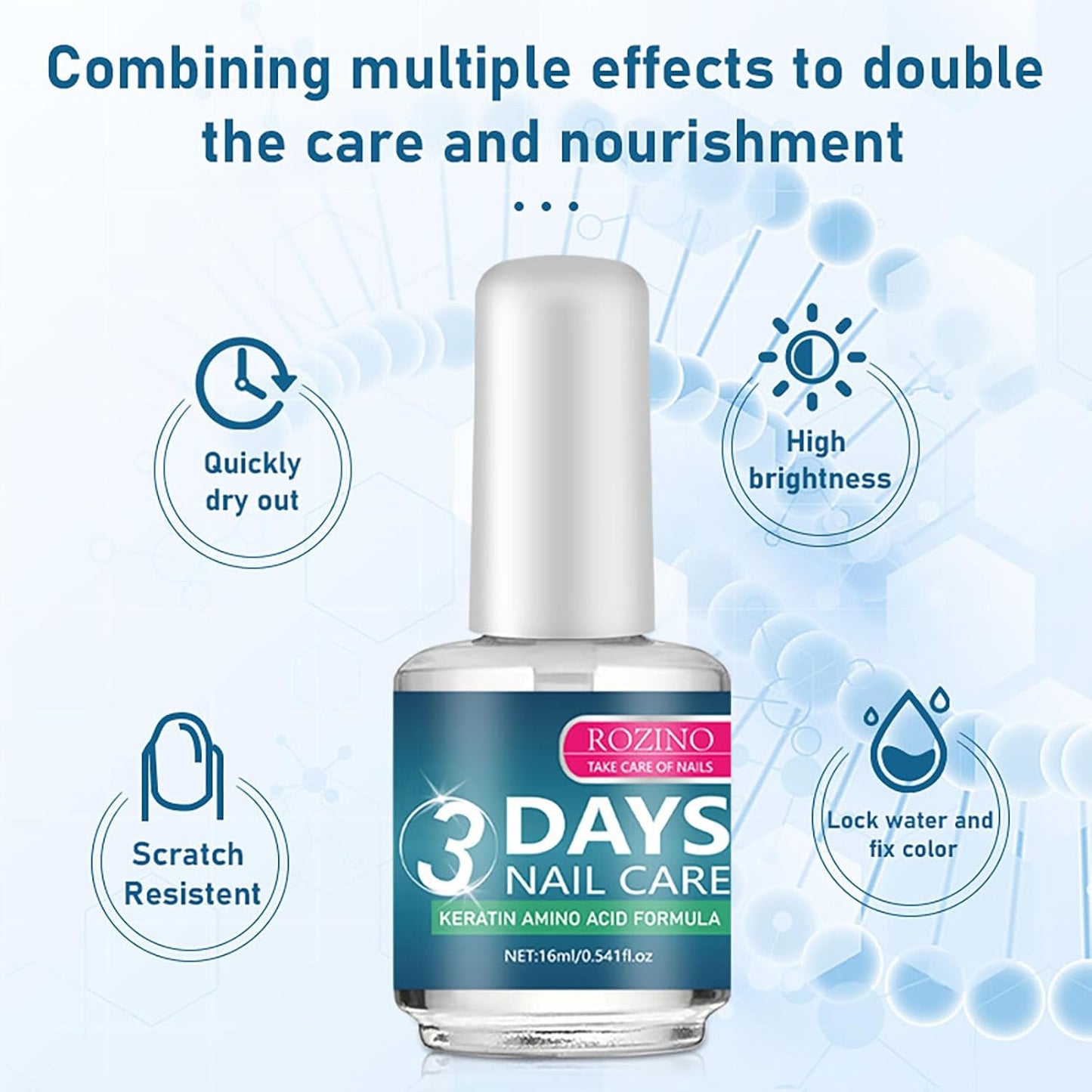 Nail Care Formula - Keratin Amino Acid & Aloe for Stronger, Hydrated Nails | 16ml/0.56oz