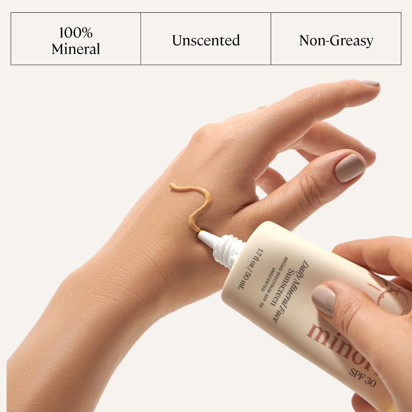 Minori Daily Mineral Sunscreen SPF 30, 100% Non-Nano Zinc Oxide, No White Cast, Non-Greasy, Pore-Smoothing Face Sunscreen, Unscented, Vegan, 1.7 fl oz