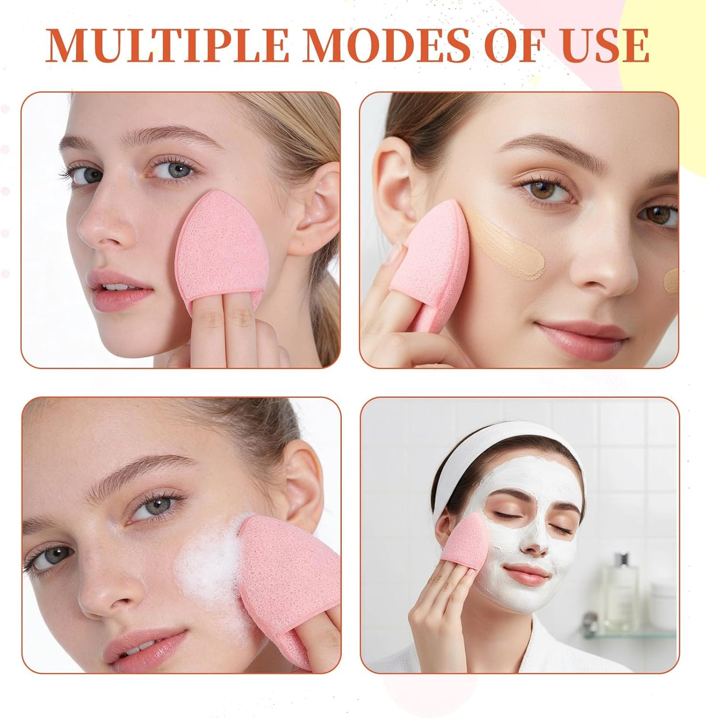 Facial Sponges Set - 7 Pcs Soft Reusable Cleansing Puffs | Colorful Exfoliating Pads for Daily Use