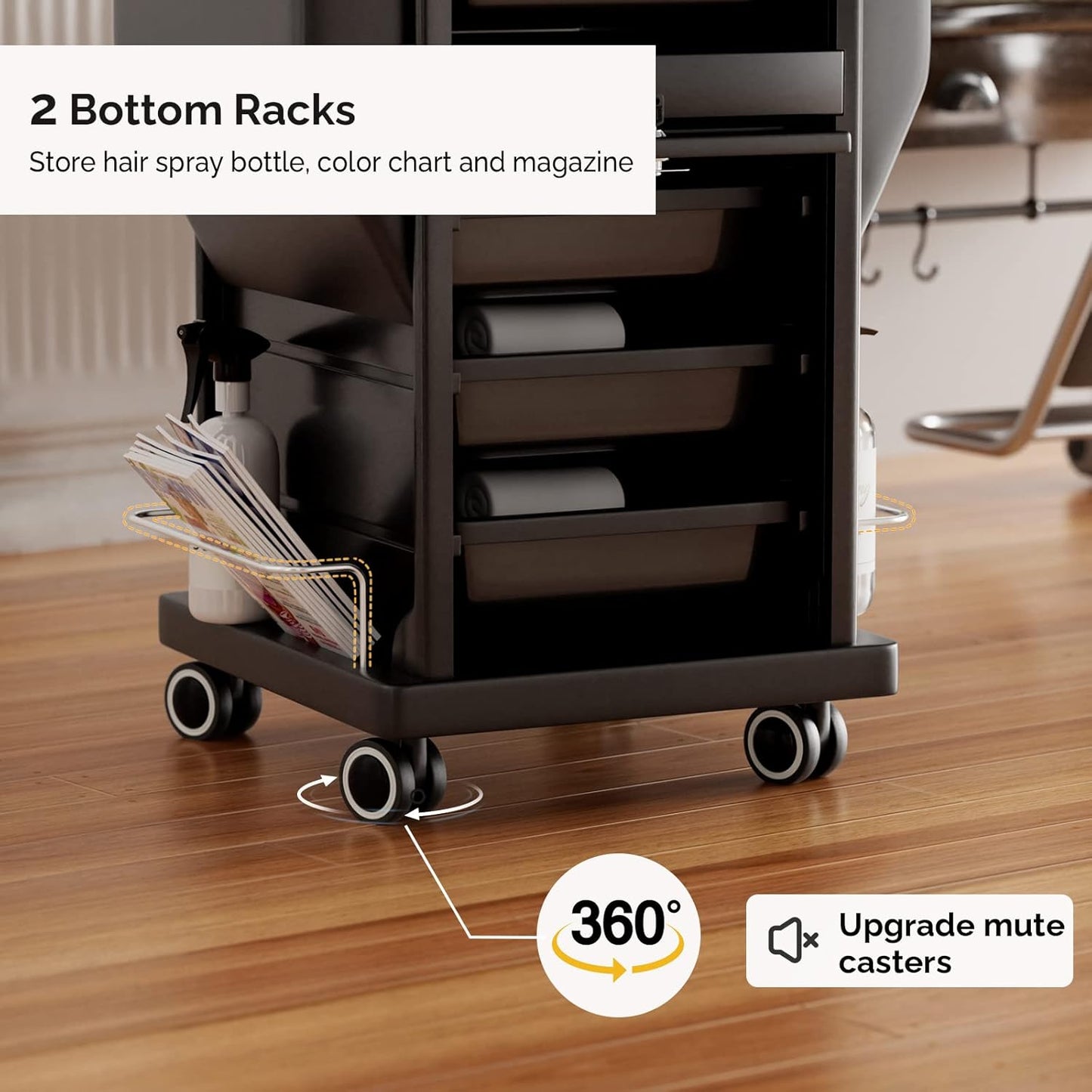Hair Cart Organizer - 6-Drawer Rolling Utility Caddy for Stylists | Locking Mobile Storage Station