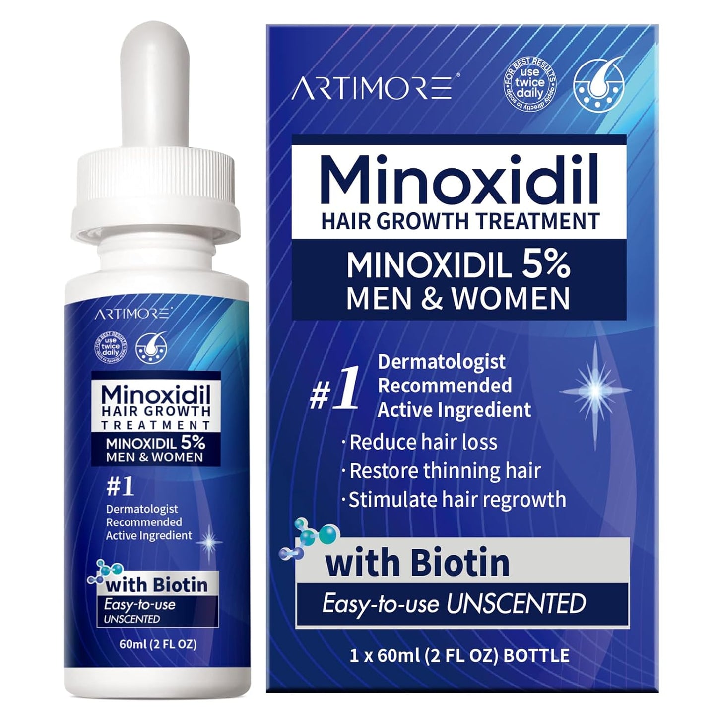 Minoxidil Hair Growth Serum for Men & Women - 5% Solution for Thicker, Fuller Hair | 60ml