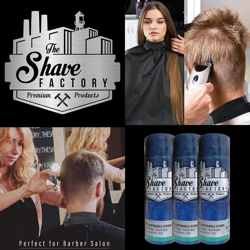 The Shave Factory Neck Strip, Disposable Barber Paper for Neck Strips/Bands, 4 Rolls (Black, Accessory for Professional Barbers and Individual Customers)