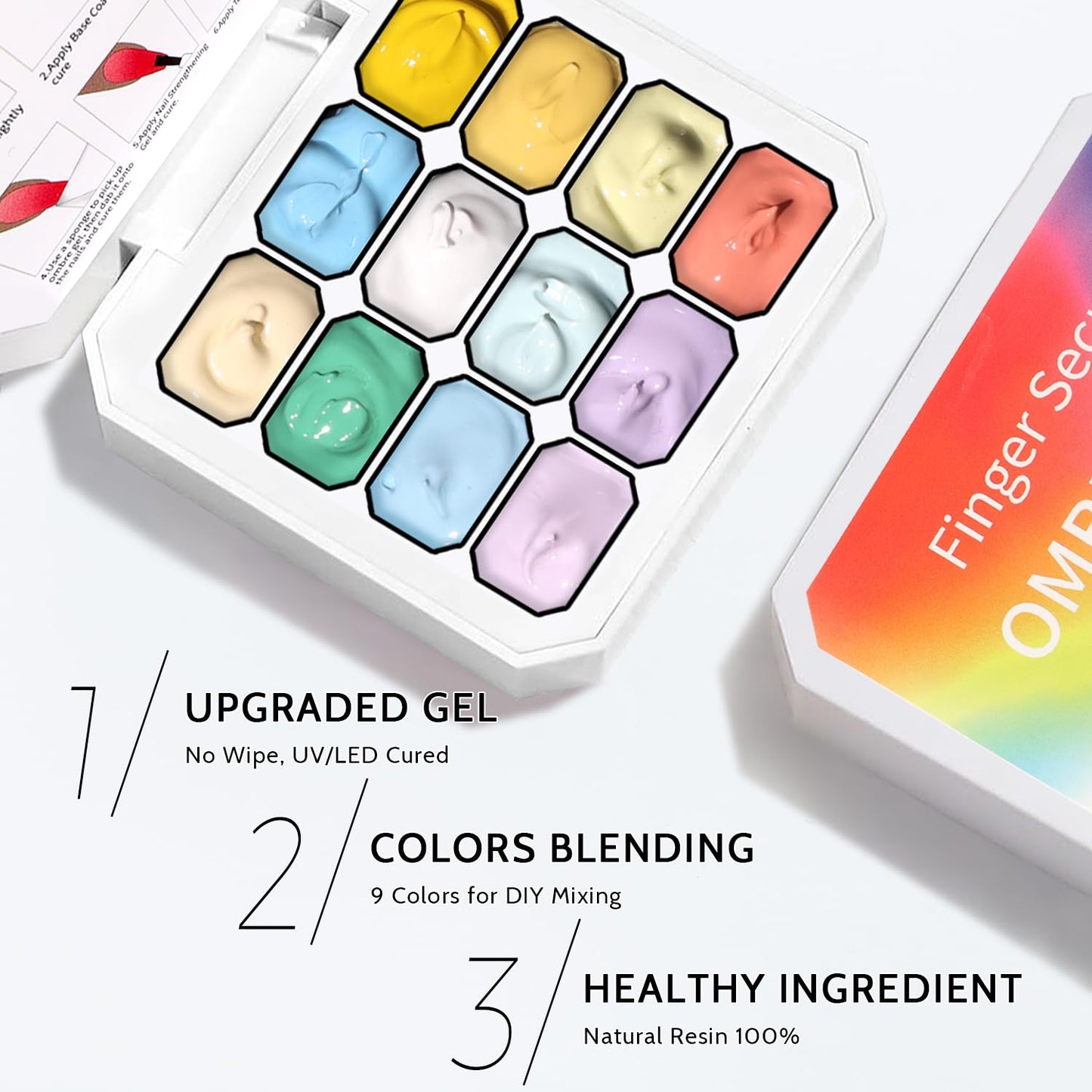 Sponge Pat Gel Nail Polish Palette - 12 Colors Ombre Gradient Art | No Wipe, UV/LED Cured