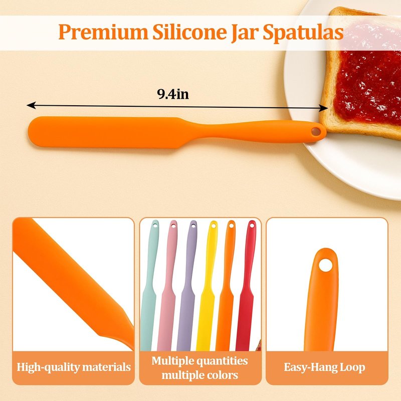 6 Pack Silicone Jar Spatula Small Silicone Spatulas Mini Jar Scraper for Peanut Butter, Mayo, Jams Flexible Kitchen & Baking Tools