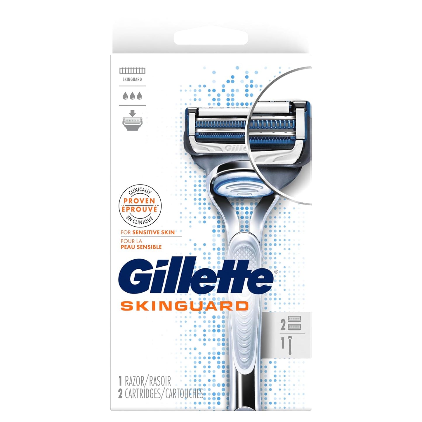 Gillette SkinGuard Razors for Men - Sensitive Skin Shaving Solution | 1 Handle & 2 Blade Refills