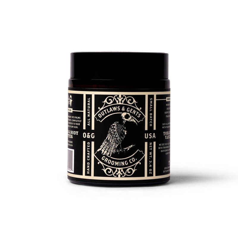 Outlaws and Gents Grooming Co. Beard and Body Butter - Tobacco Vanilla Scented All-Natural Moisturizer for Men - Deeply Moisturizes Beard, Face, and Body